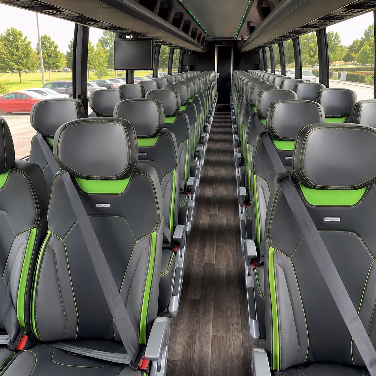 56 passenger charter bus inside